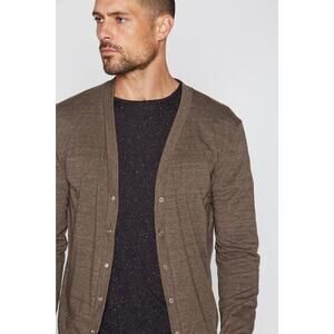 Mika Jaymes Mens Tri Blend Cardigan Sweater Snap Buttons Brown Size Large